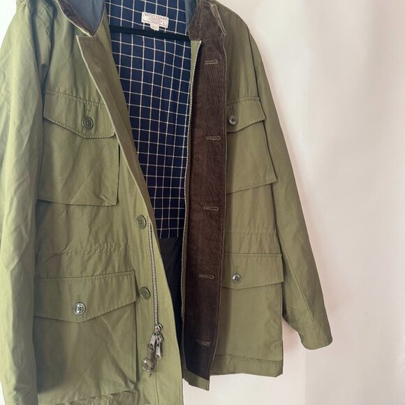Wallace & Barnes J Crew men's large workwear utility corduroy lined green parka - Picture 11 of 12